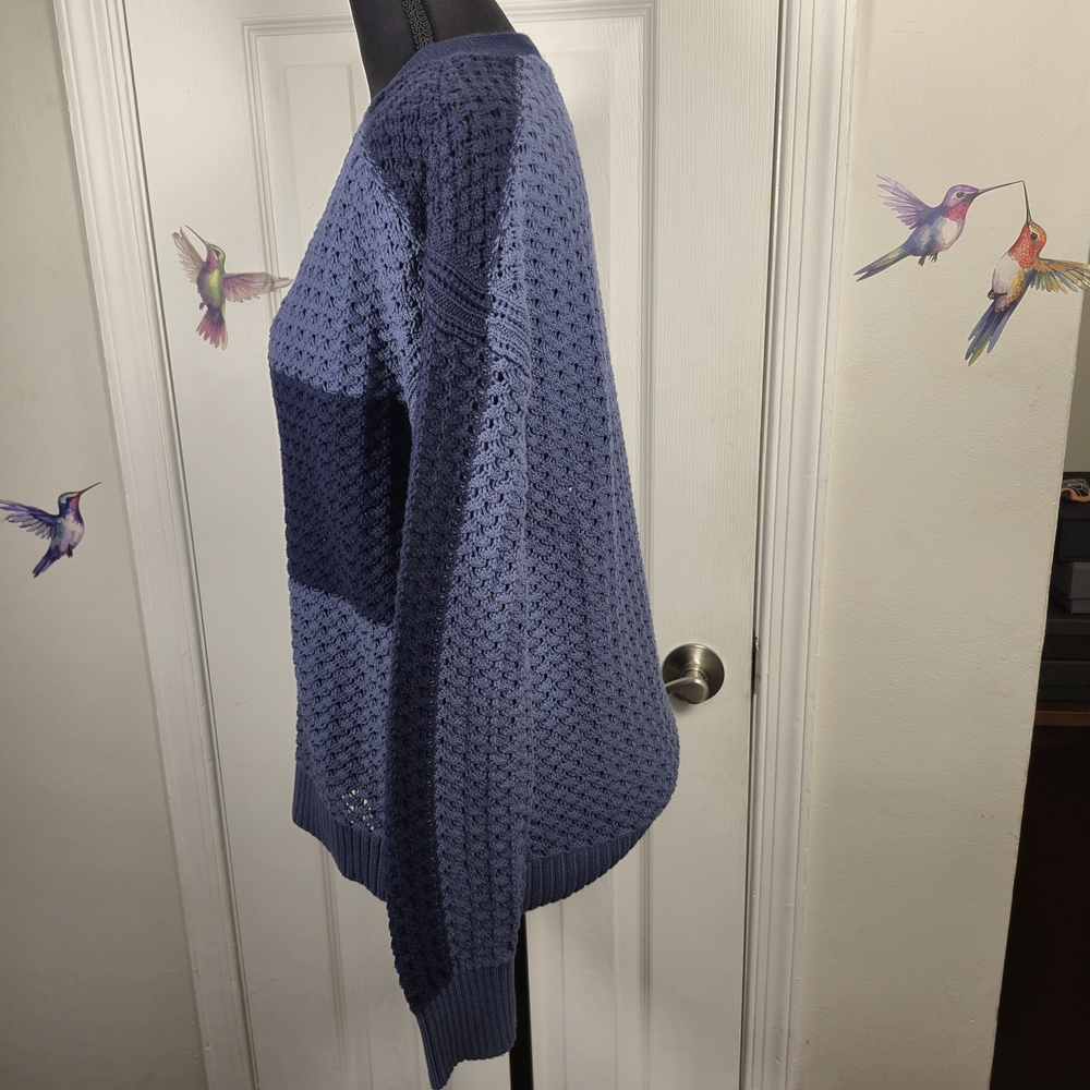 AnyBody Colorblock Crochet Knit Cardigan | Textured Layer - Picture 3 of 6